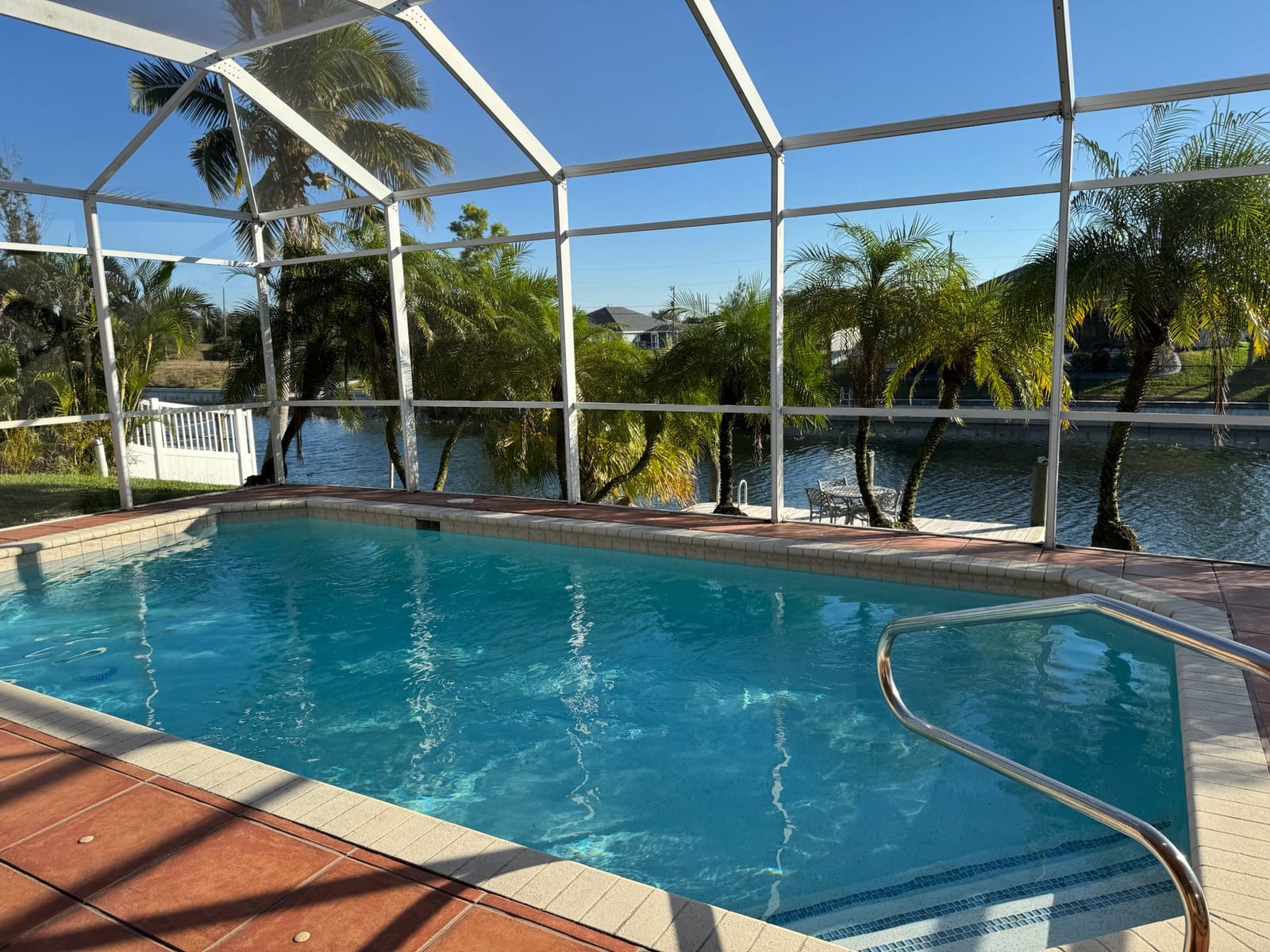 Cape Coral - Screened pool area with waterfront views
